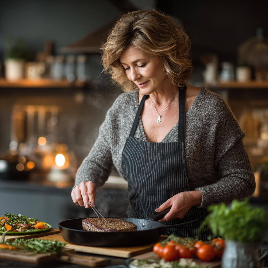 Adultos mayores disfrutando comida saludable